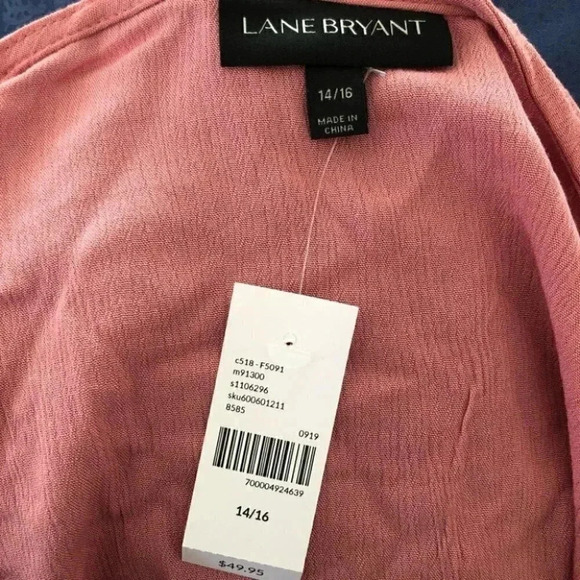 Lane Bryant NWT Dusky Pink Long Sleeve Rayon Lace Top Blouse Shirt Round Neck - Picture 5 of 8